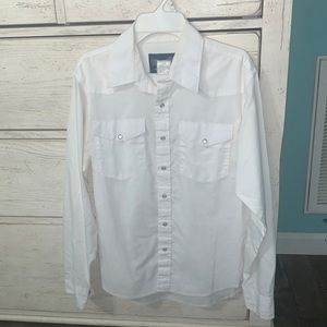White Wrangler Pearl Snap button down